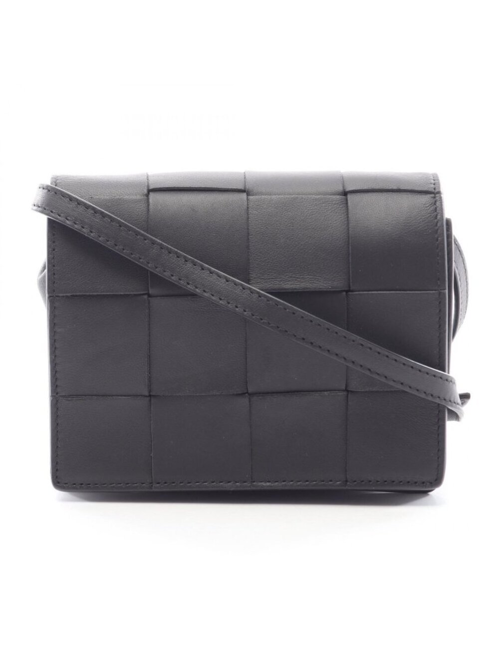 Bottega Veneta Shoulder Bag Cassette Maxi Intrecciato Crossbody Black Leather
